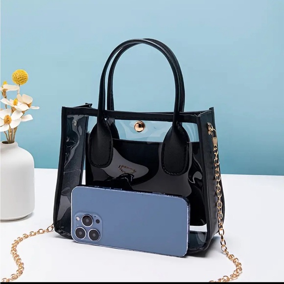 NWT! Transparent Mini Handbag - Magnetic Closure, Top Handle Chain Crossbody. - Picture 3 of 5